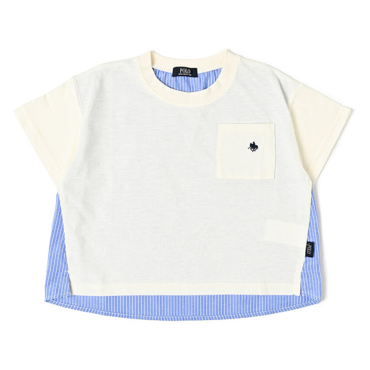 【KIDS】布帛ドッキングポケットTシャツ