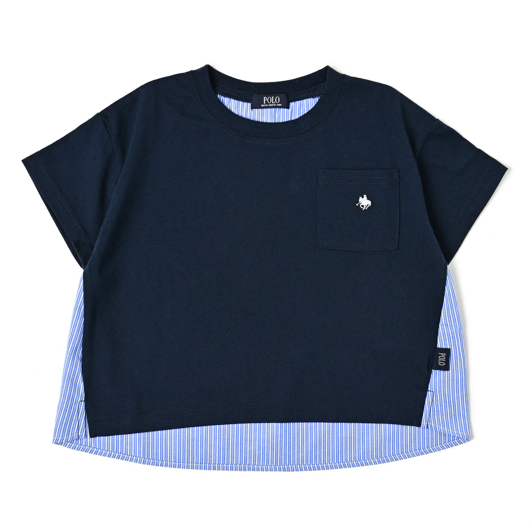 【KIDS】布帛ドッキングポケットTシャツ