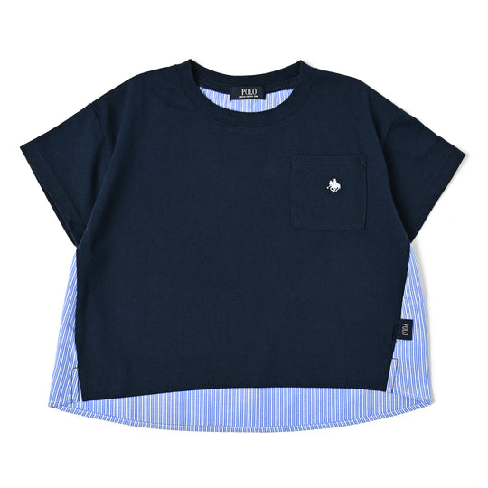 【KIDS】布帛ドッキングポケットTシャツ
