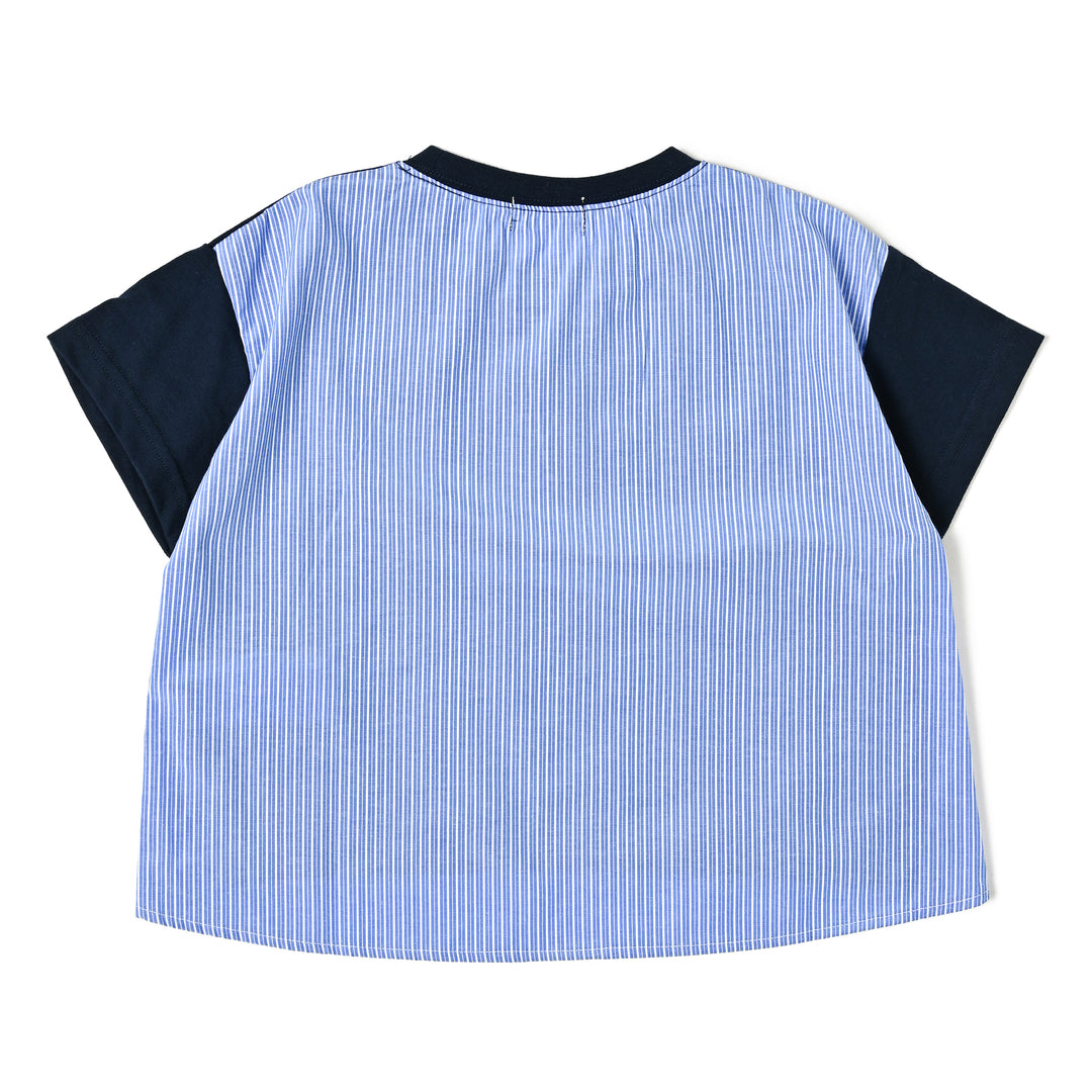 【KIDS】布帛ドッキングポケットTシャツ
