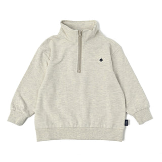 【KIDS】ワンポイント刺繍裏毛ハーフジップ
