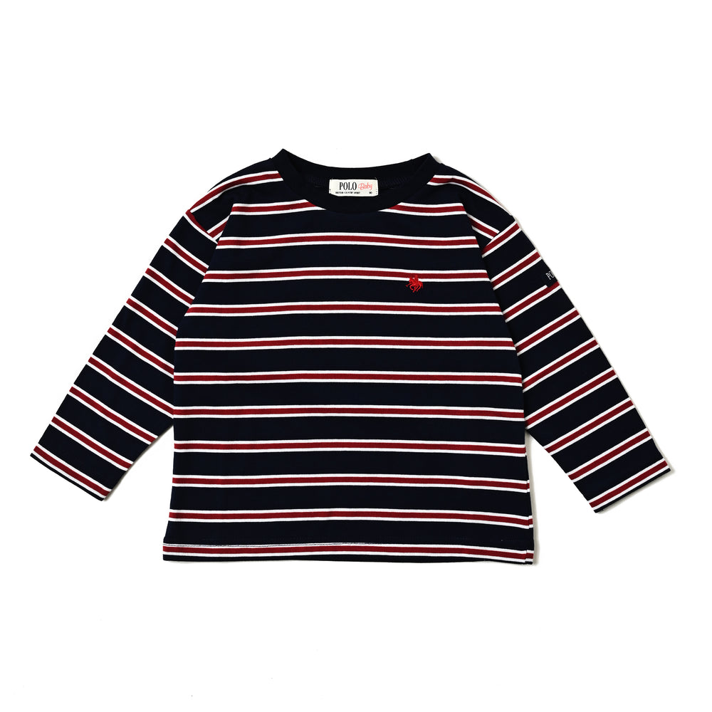 【BABY】プレイヤー刺繍天竺ボーダーロングスリーブTシャツ