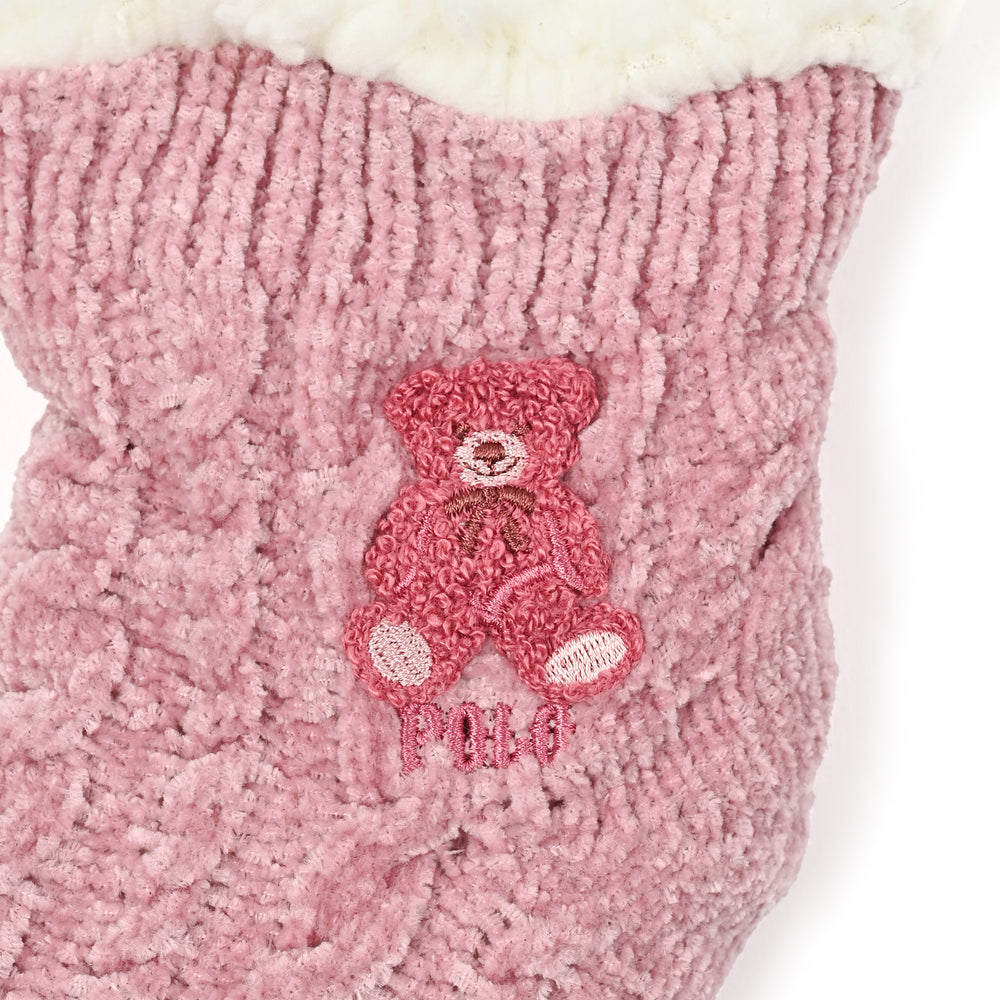 【WOMEN’S】裏ボアルームソックスケーブル柄