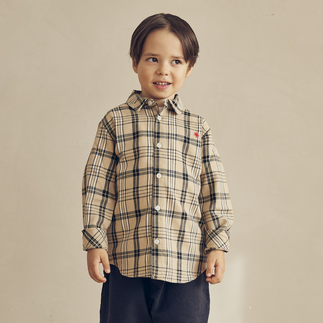 【KIDS】ワンポイント刺繍チェックシャツ