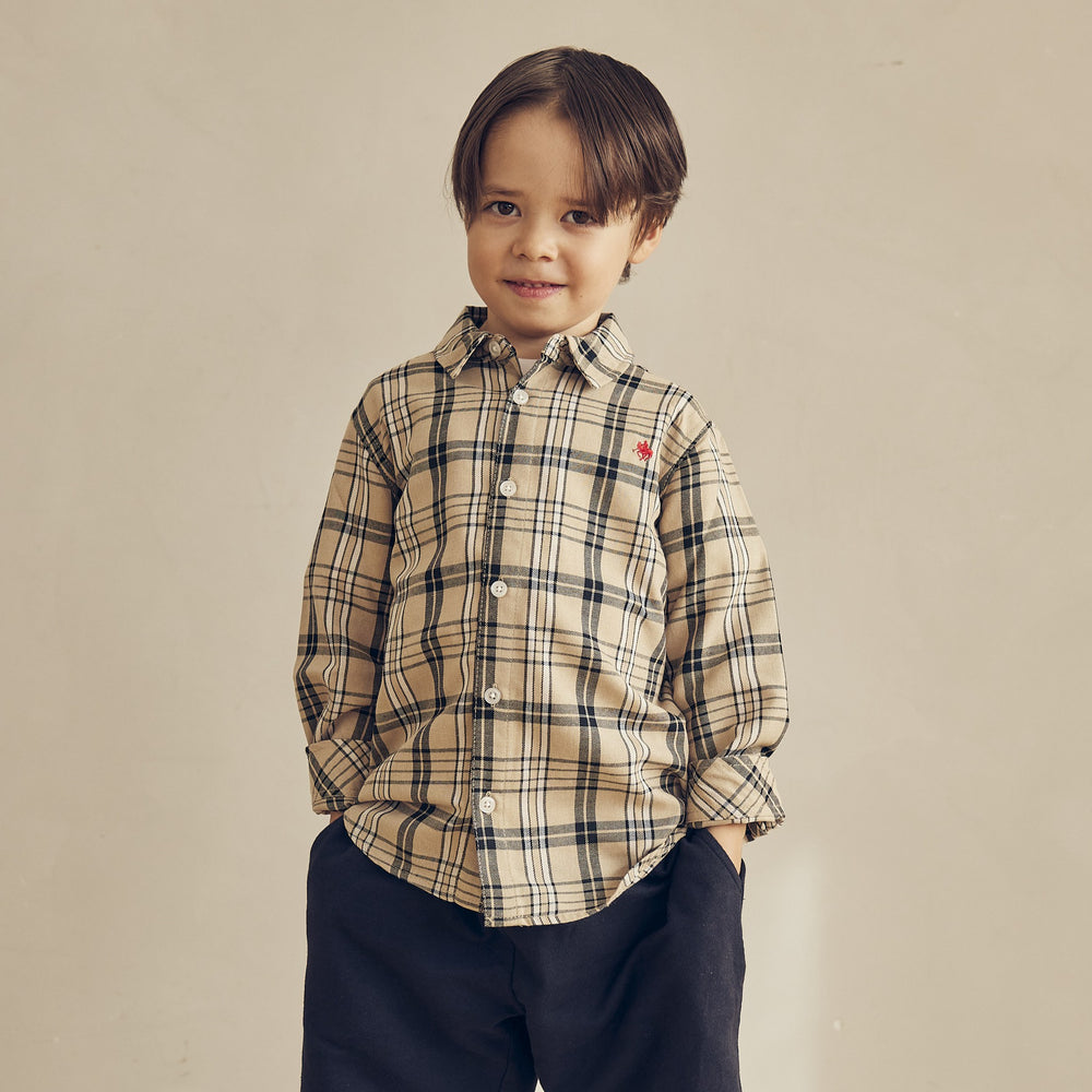 【KIDS】ワンポイント刺繍チェックシャツ