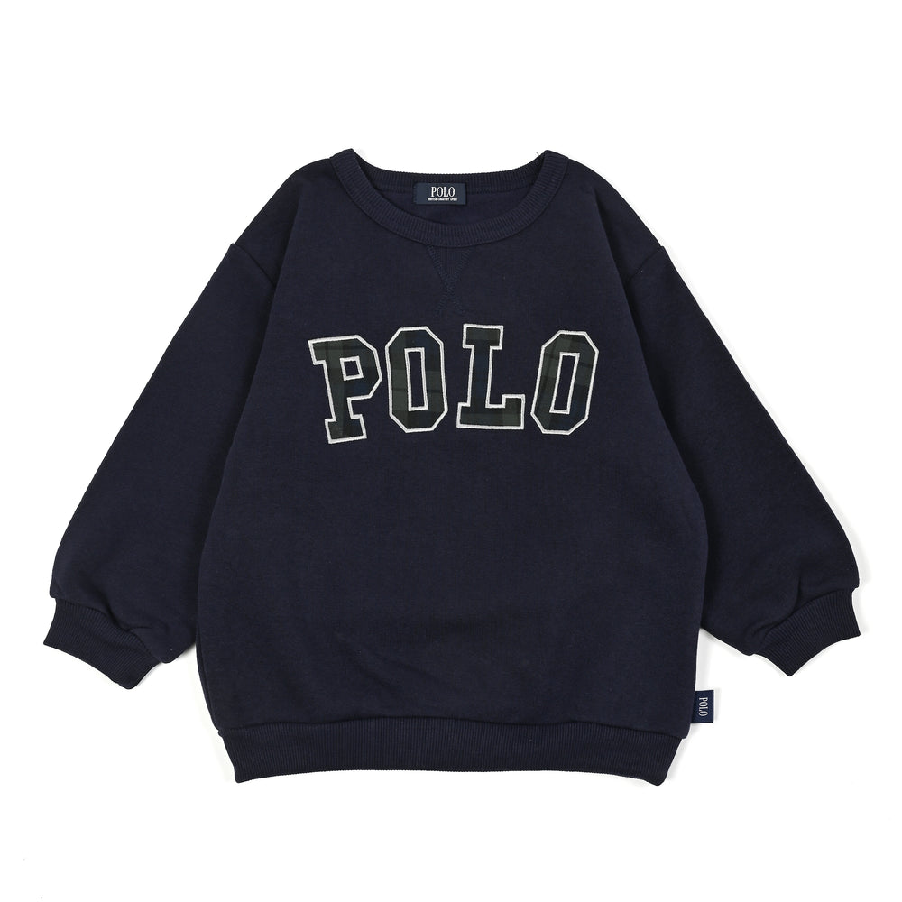 【KIDS】POLOロゴアップリケ裏起毛スウェット