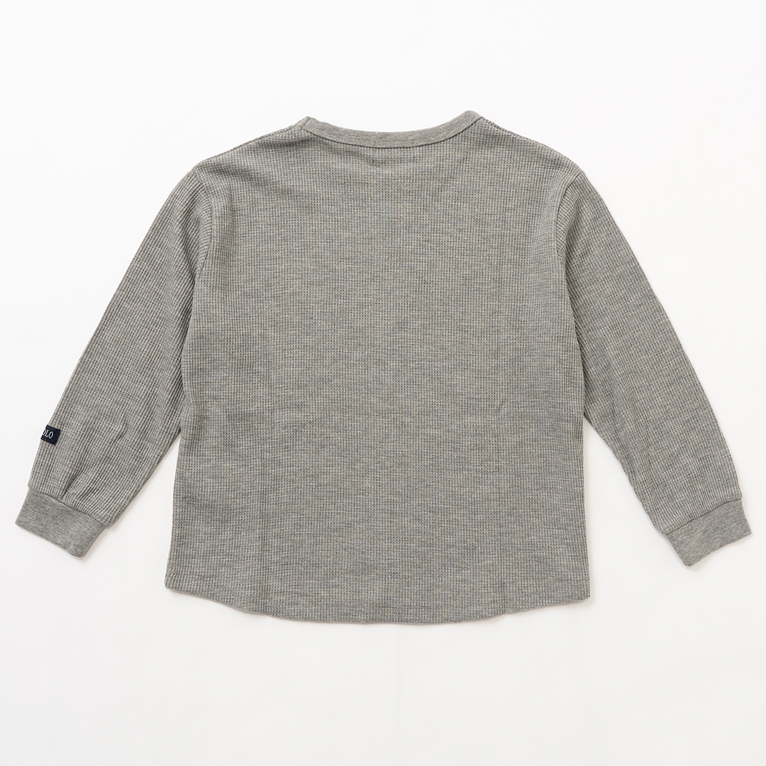【KIDS】プレイヤー刺繍 ワッフルラウンドロンT