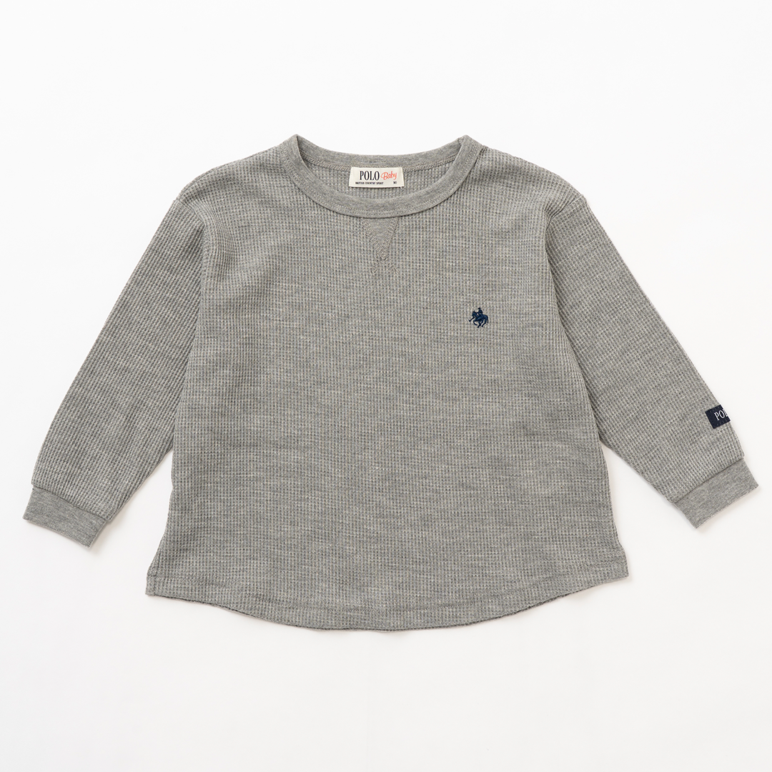 【BABY】プレイヤー刺繍 ワッフルラウンドロンT