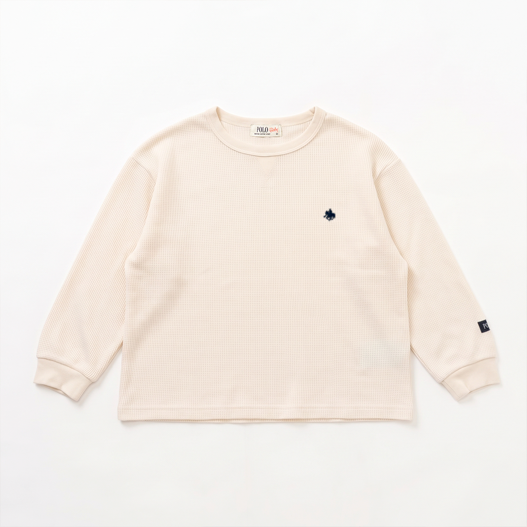 【BABY】プレイヤー刺繍 ワッフルラウンドロンT