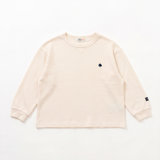 【BABY】プレイヤー刺繍 ワッフルラウンドロンT