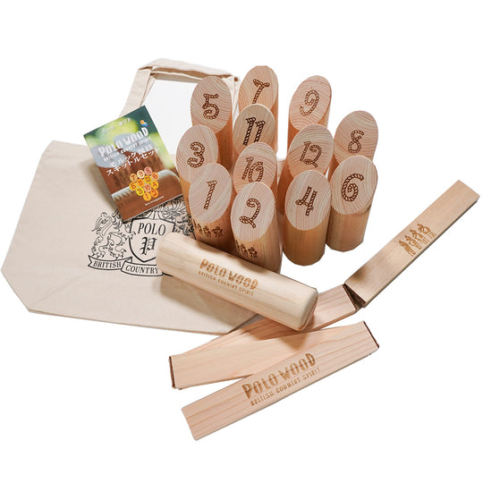 【POLO WOOD】吉野ひのき モルックゲームセット(モルッカーリ、バッグ付きセット)