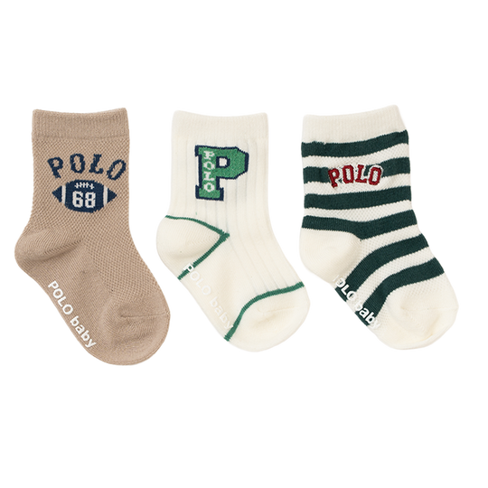 【BABY】【KIDS】３Pソックス　ラガーボーダー