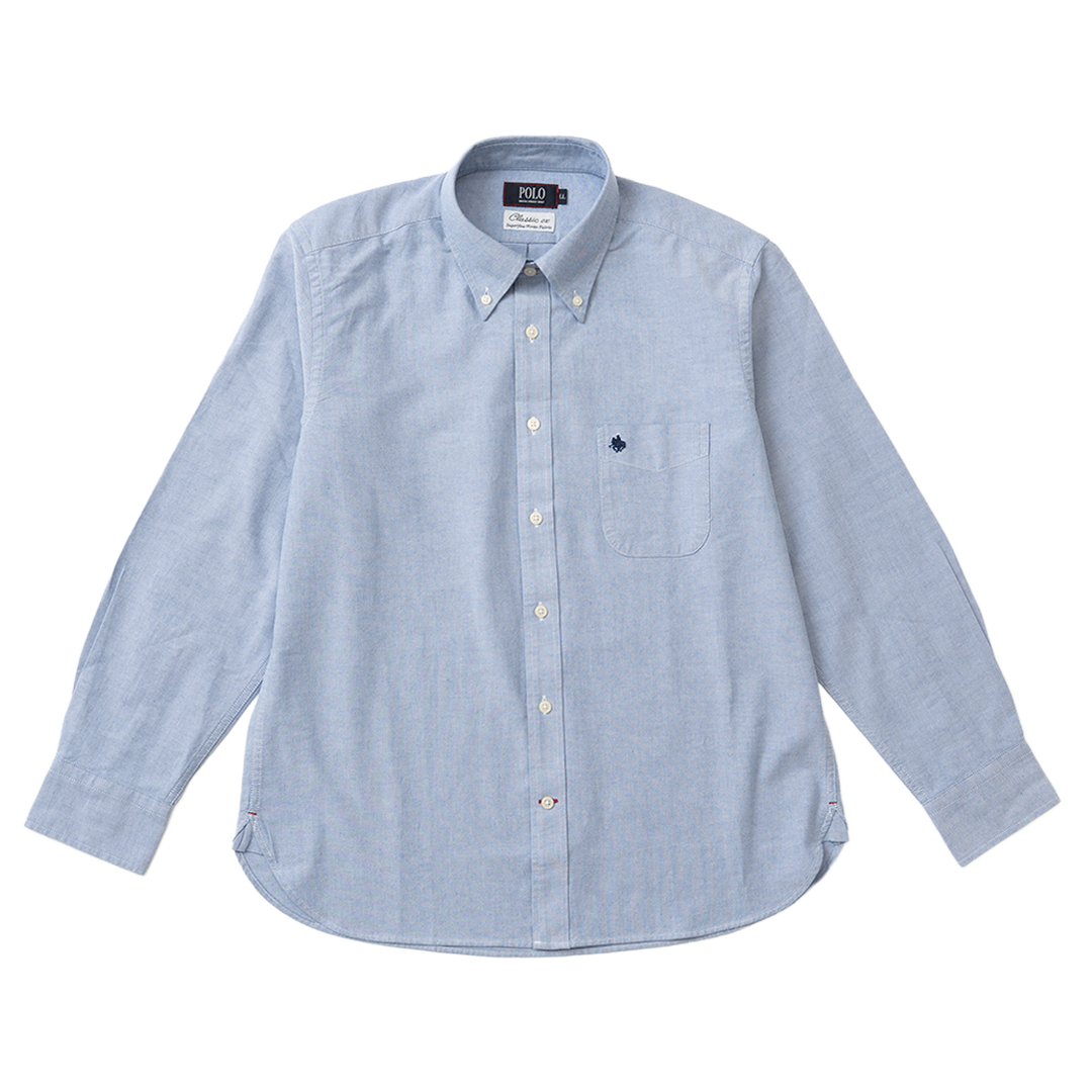 【MENS】綿オックス　長袖 カジュアルシャツ