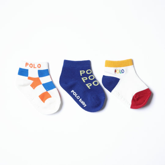 【BABY】【KIDS】３Pソックス　カラフルロゴ