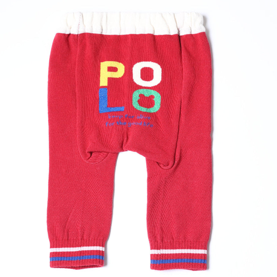 【BABY】のびのびニットパンツ（ロゴクマ)