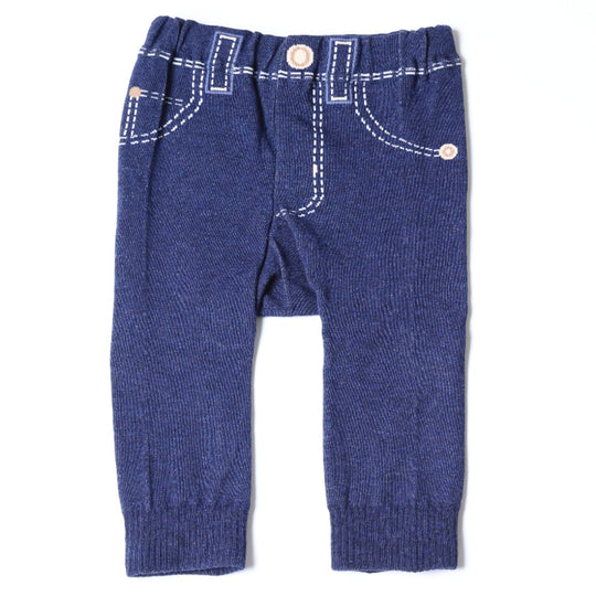 【BABY】のびのびニットパンツ（POLOロゴデニム風)