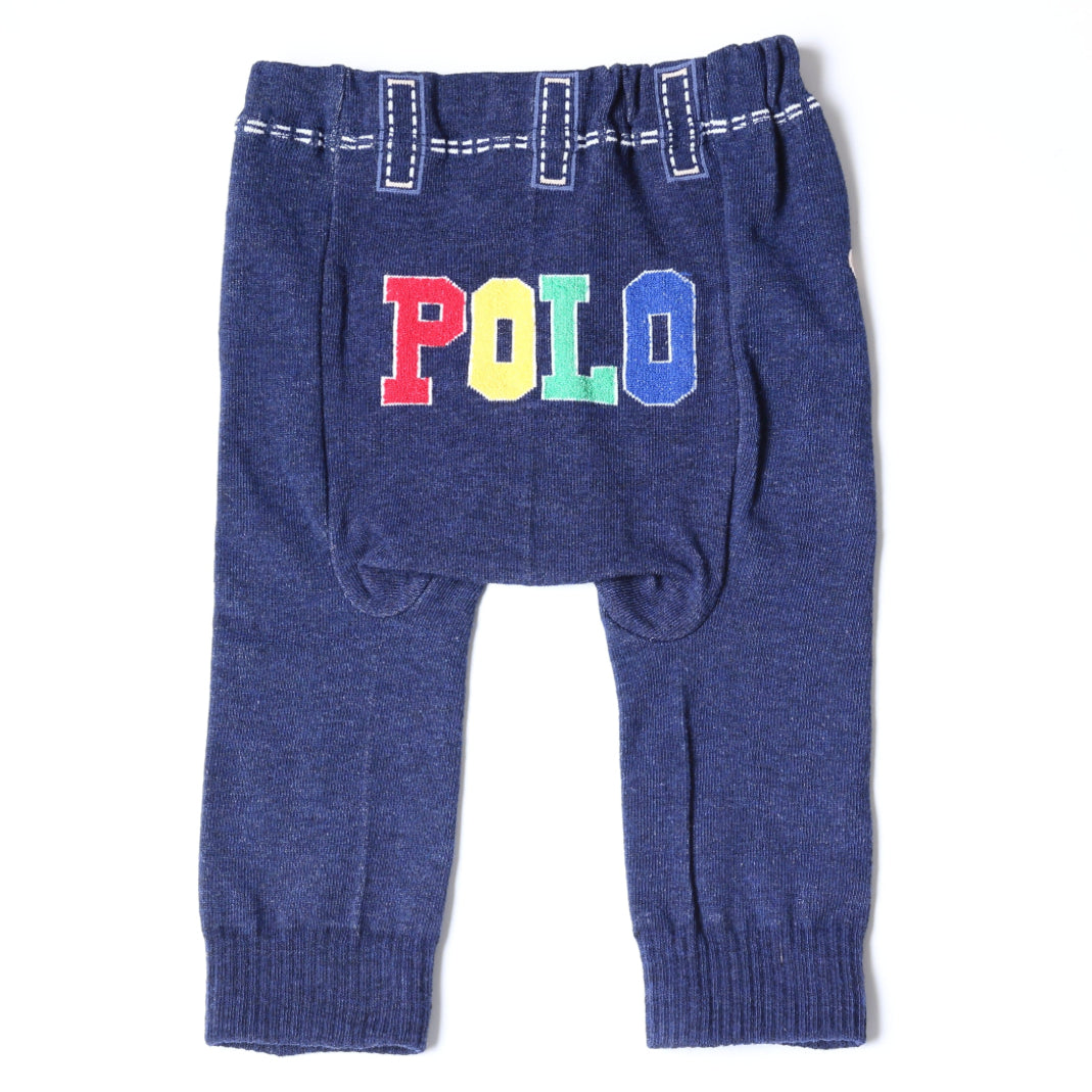 【BABY】のびのびニットパンツ（POLOロゴデニム風)