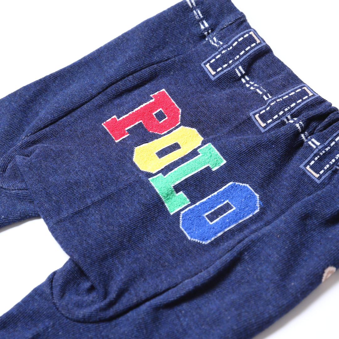 【BABY】のびのびニットパンツ（POLOロゴデニム風)