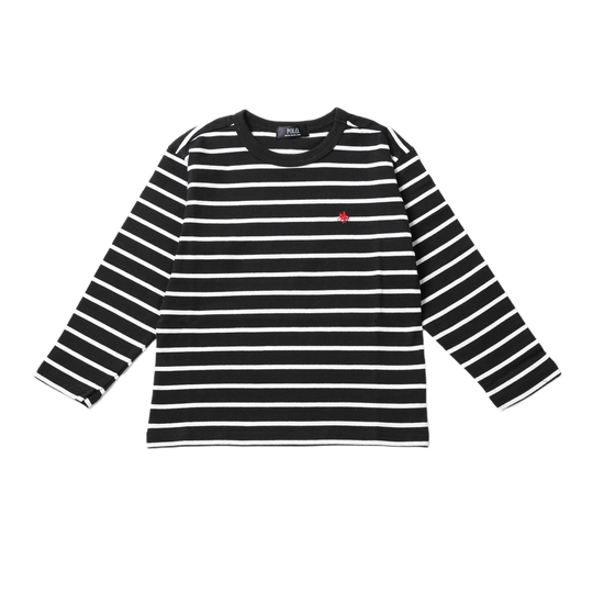 【KIDS】プレイヤー刺繍ボーダーロングTシャツ