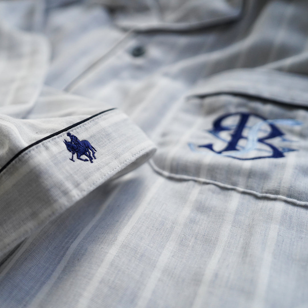 【MEN’S】先染め三重ガーゼ　ストライプパジャマ