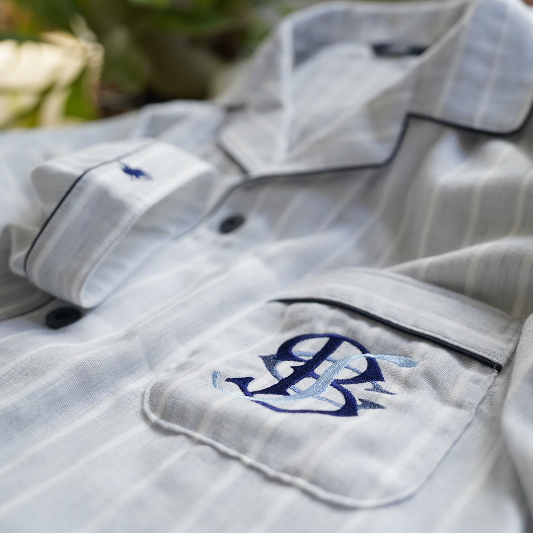 【MEN’S】先染め三重ガーゼ　ストライプパジャマ