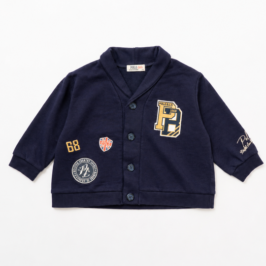 【BABY】カレッジワッペン 裏毛カーディガン
