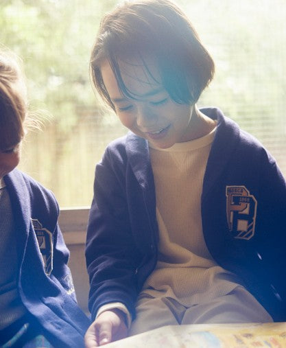 【KIDS】カレッジワッペン 裏毛カーディガン
