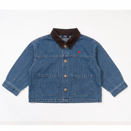 【KIDS】配色襟 プレイヤー刺繍カバーオール