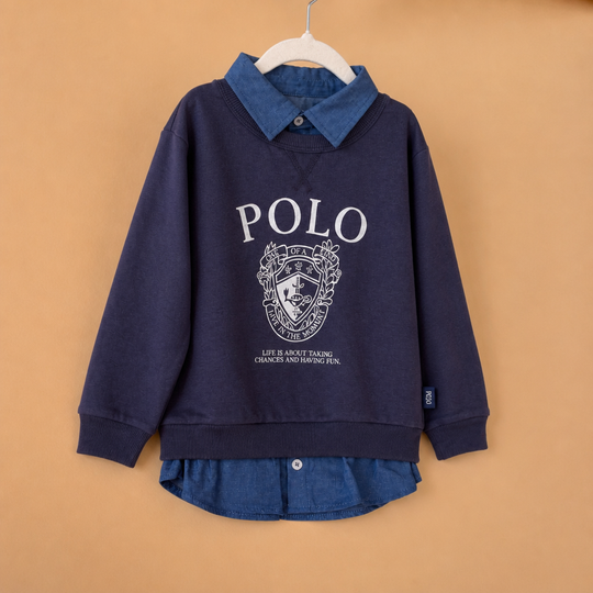 【KIDS】シャツレイヤード風トレーナー
