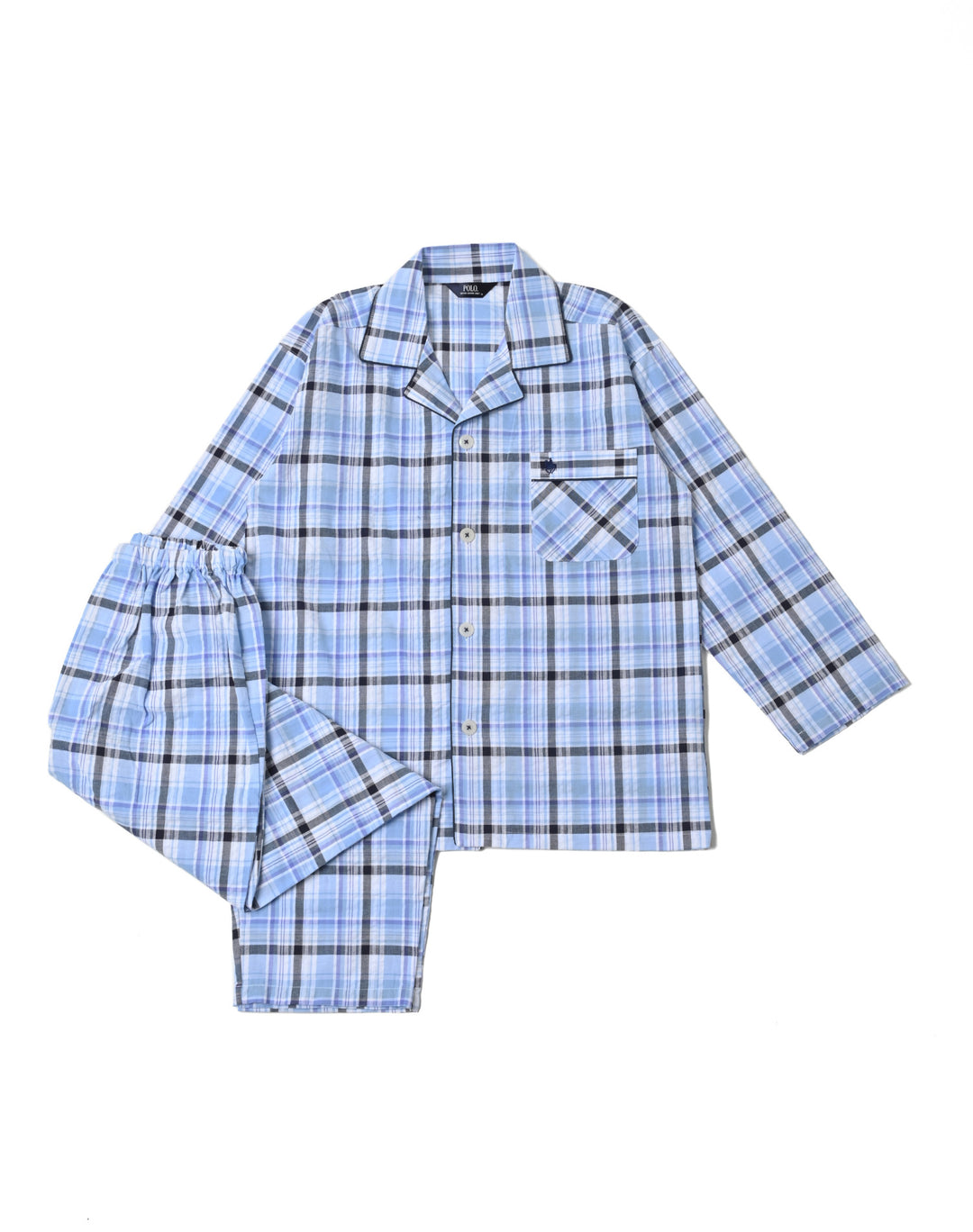 【MEN’S】先染めサッカーチェックパジャマ（長袖）