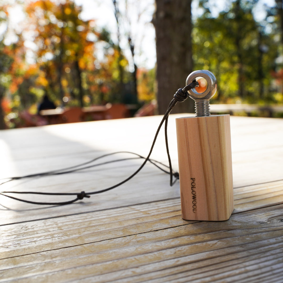 【POLO WOOD】吉野ひのき・バードコール（革紐付き）